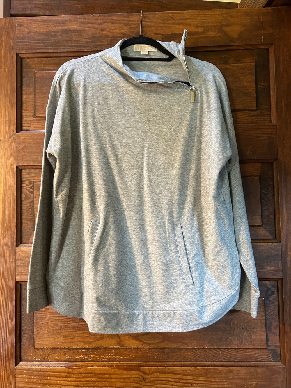 MICHAEL Michael Kors Heather Gray Zip-Neck Pullover